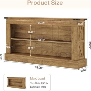 Table console longue à double niveau avec espace de rangement pour entrées ou canapés - Product Image 6