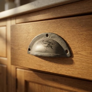 Dark Grey Distressed Cast Iron Fluted Cupboard Drawer Cabinet Cup Pulls Handles Industrial Design Wardrobe Kitchen Bedroom Beads - Product Image 4