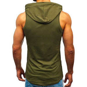 Winter <b>Men</b> <b>Sleeveless</b> Pullover Drawstring <b>Hoodies</b> with Cotton/Polyester Fleece Plain Dyed Windproof Breathable Gym <b>Hoodies</b> - Product Image 5