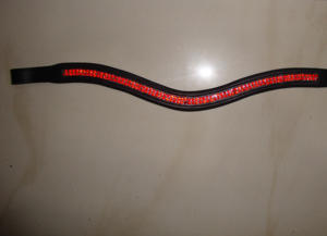 Bandeau pour cheveux en cuir véritable avec cristaux multicolores, vente en gros - Product Image 3