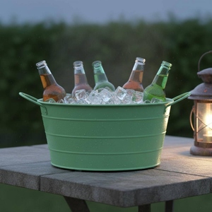 Cubo de hielo moderno de acero galvanizado verde menta con asas laterales, bañado en polvo, para bebidas en bares, bodas y fiestas - Product Image 6