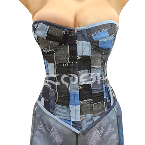 Top corset en denim patchwork sur mesure - Product Image 5