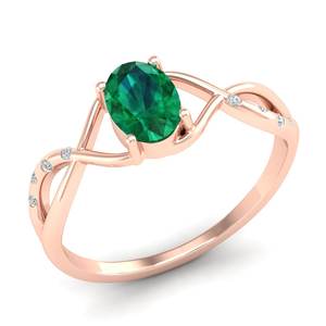 Anillos de Compromiso REYES Exclusivos de Plata de Ley 925 con Corte Ovalado y Esmeralda de 0.75 Quilates para Mujer, Joyería Fina - Product Image 2