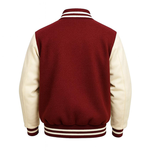 Chaqueta Universitaria Premium de Color Granate y Blanco para Fraternidad |   Cintas Bordadas Auténticas de Lana Estilo Letterman |   Béisbol Personalizado para Hombre de Invierno - Product Image 4