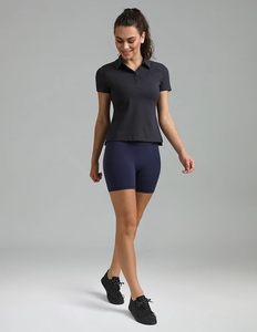 Shorts Deportivos de Cintura Alta para Mujer, Color Sólido, Tejido Elástico, Estilo Deportivo, Cintura Elástica, Secado Rápido - Product Image 1