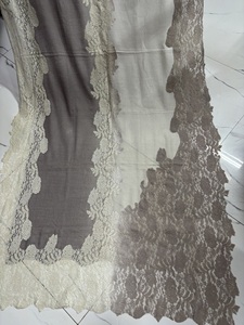New Cashmere scarf with lace decoration in 2 colors Double Tone Lace Decorated Wool <b>Shawl</b> Scarf women <b>shawl</b> <b>wrap</b> pashmina stole - Product Image 4