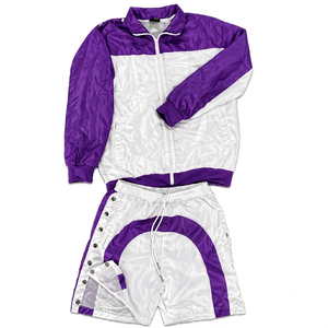 Custom Winter Plus Size Hooded Tracksuit Set Windbreaker Short Zip Jacket Shorts Breathable Sporty Style Regular Fit Spring Wear - Product Image 1