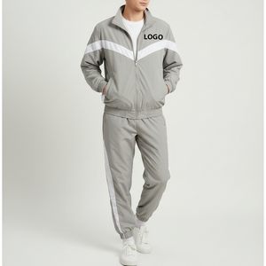 Survêtements personnalisés pour hommes avec logo OEM, coupe-vent bicolore, ensemble 2 pièces pour la gym, joggers unisexes à fermeture éclair, streetwear imprimé, survêtements mi-lourds - Product Image 6