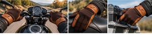 Gants d'équitation pour hommes en cuir Saffili, à doigts entiers, avec sangle de poignet réglable, antidérapants, pour l'extérieur, avec boucle, pour l'hiver - Product Image 3