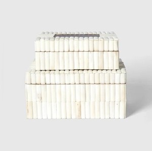Handcrafted Bone Inlay Decorative <b>Storage</b> Box Set Textured Mosaic Pattern Jewelry Organizer Keepsake Box for Home Decor And Gift - Product Image 1