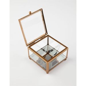 Luxury Gold Brass Glass Box Decorative Jewelry Organizer Clear Keepsake Display Box Wedding Gift Box Geometric <b>Treasure</b> <b>Chest</b> - Product Image 6