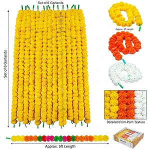Guirnalda de Caléndulas para Diwali, Flores Artificiales de Caléndula Largas, Decoración India para Pooja, Bodas, Fiestas, Navidad, San Valentín - Product Image 1