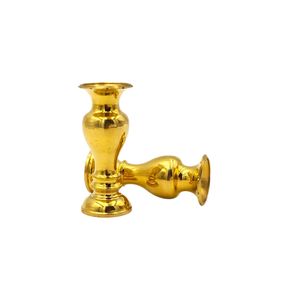 7" Genuine Brass Vase Old Style strong and durable gold shiny finish. Ideal for <b>home</b>, <b>temple</b>, Buddhist use, and decoration. - Product Image 2
