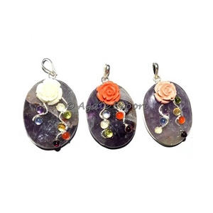 Pendentif de guérison pour chakra, vente en gros, de couleur pêche Aventurine, ovales - Product Image 6