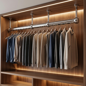 Tringle murale tendance pour vêtements, rideaux, couvertures et serviettes, finition nickel poli, pour chambre d'hôtes et chambre à coucher - Product Image 6