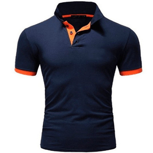 Polo à manches courtes bleu marine pour homme, couleur unie, boutons sur le devant, style décontracté, respirant, coupe régulière, tissé en coton Oxford - Product Image 6