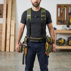 Heavy duty framer <b>tool</b> belt adjustable multi pocket <b>carpenter</b> construction utility belt with suspenders for sale in low price - Product Image 5