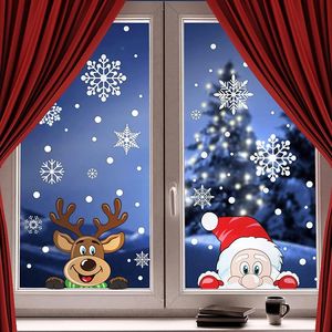 Set di 8 Fogli di Adesivi Natalizi per Finestre con Fiocchi di Neve, 300 Pezzi di Decorazioni Natalizie per Vetri, Adesivi con Babbo Natale e Renne - Product Image 1