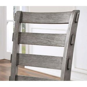 Set da Pranzo con 4 Sedie Laterali e 6 Sedie da Pranzo, Finitura Grigia, Stile Rustico, Seduta in Tessuto, Arredamento per Sala da Pranzo - Product Image 4