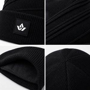 Custom Unisex Solid Black Knit Beanie Hat Acrylic <b>Winter</b> <b>Cap</b> Casual Warm Cuffed Headwear Adult 56-58CM - Product Image 6