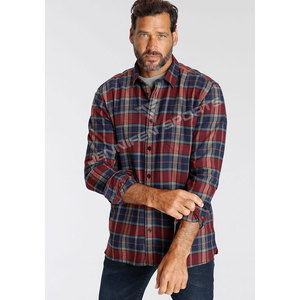 Chemise en flanelle 100 % coton pour homme, manches longues, col montant, boutonnée, motif écossais, anti-boulochage, tricotée, chaude - Product Image 3