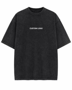 เสื้อยืดคอกลมแขนสั้นผ้าฝ้ายสีดำทรงโอเวอร์ไซส์สำหรับผู้ชาย พิมพ์โลโก้ได้ตามต้องการ สวมใส่สบายทรงลำลอง - Product Image 1