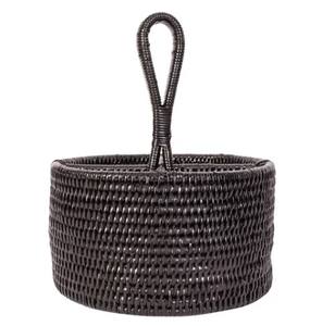 High Quality Eco-Friendly Rattan 4-Compartment Handwoven <b>Food</b> Safe Lightweight Utensil Holder Handle <b>Caddy</b> Tableware Organizer - Product Image 3