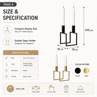 Vente en gros de porte-bougie double conique en métal géométrique moderne, noir et or, pour la décoration de table de mariage et de la maison