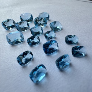 Topaze bleue suisse TFH, taille coussin longue, qualité et clarté AAA, polie à la main, pierre précieuse en vrac, 6x4mm à 10x12mm - Product Image 3
