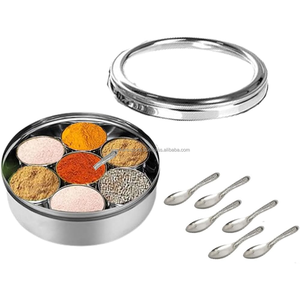 Boîte à masala en acier inoxydable / Boîte de rangement pour épices avec couvercle en verre, qualité alimentaire, compatible lave-vaisselle, taille personnalisable pour restaurant - Product Image 4