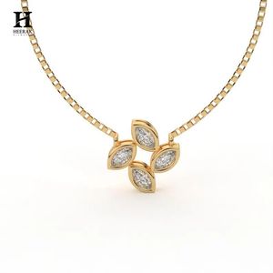Pendentif personnalisé en or 14 carats avec grappe de diamants marquise, breloque de collier en diamant à motif floral, bijoux fins en gros - Product Image 1