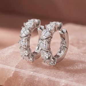Boucles d'oreilles en diamant en forme de cœur pour femmes, diamant cultivé en laboratoire CVD HPHT, pour mariage et soirées - Product Image 4