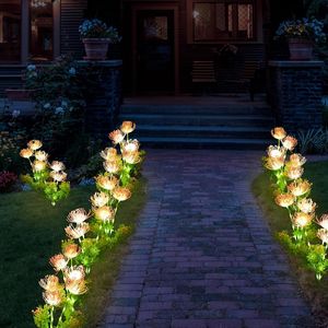 Set di 4 Luci Solari da Giardino per Illuminazione Esterna, Steli Luminosi a Forma di Fiore con Funzione di Accensione/Spegnimento Automatico, Design Floreale Elegante - Product Image 6
