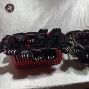 100% Natural ondulado 12 \ "Negro Remy extensiones de cabello de alta calidad virgen indio templo trenzado cabello crudo - Product Image 1