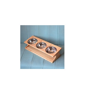 Home Garden Stainless Steel Wooden Pet <b>Bowl</b> <b>Set</b> Round Custom Logo Durable for Wedding Occasion <b>Dogs</b> and Cats Outdoor & Wholesale - Product Image 5