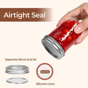 6 pots Mason en verre de 8 oz à bouche standard avec couvercles, pour confiture, gelée, épices, bocaux de conservation - Product Image 3