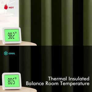 Tende Oscuranti Termoisolanti Verde Oliva Lunghe 160 cm, 2 Pannelli, Grigio Solido per Camera da Letto e Soggiorno - Product Image 5