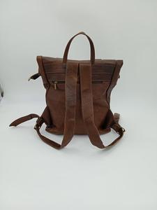 Genuine Leather <b>Roll</b> Top <b>Backpack</b> 15.6 Laptop Bag Cowhide Travel Rucksack Mens Retro Business Office Bag LTBP-0105 - Product Image 3