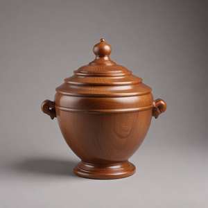 Urne funéraire en bois naturel avec incrustation en résine bleue, finition tournée à la main et motif de grain artistique pour un hommage durable - Product Image 2