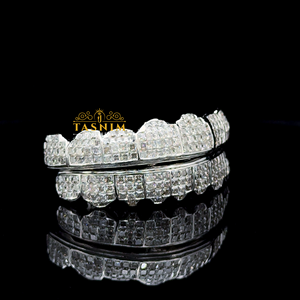 TASNIM Grillz dentaire Hip Hop en Argent 925 plaqué Or avec Moissanite VVS taille Princesse et sertissage invisible, Unisexe, pour Fêtes et Usage Quotidien - Product Image 4