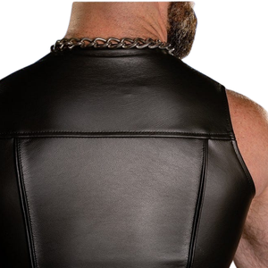 Camisas Casuales de Manga Corta de Franela Negra para Hombre, Estilo Motero, Cuello Alto, Cierre con Cinturón, Color Sólido, Ecológicas, para Verano - Product Image 4