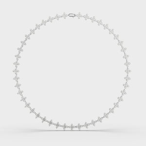 Collier tennis vintage pour femme avec diamants de laboratoire 12 carats taille brillant, couleur abricot |   Pierre centrale en or 14 carats certifiée IGI - Product Image 6