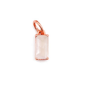 Rose Quartz Baguette Shape Gemstone Charm Rectangular Natural Stone Rose Gold Plated <b>Pendant</b> Jewelry for Necklace and Earring - Product Image 1