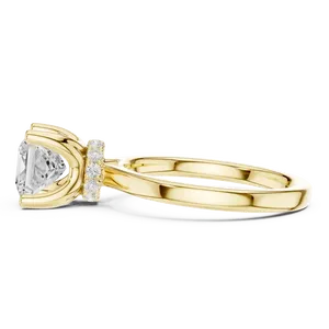 Magnifique bague en or massif avec diamant taille princesse et halo caché, solitaire de laboratoire, bijoux fins unisexes, design glamour - Product Image 2