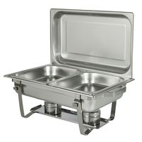 Plat de service pliable en acier inoxydable avec double bac à aliments, chauffe-plats de traiteur peu encombrant pour banquets et buffets avec couvercle