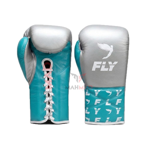 Nuevos Guantes de Boxeo Personalizados Silver Red Fly, de Cuero con Cordones, Diseño Fly Print, Unisex para Adultos, Equipo de Entrenamiento, Cuero Vacuno Genuino - Product Image 3