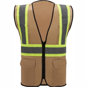 Men's Reflective Safety Vest Black Breathable Polyester Casual Outerwear Summer Wear Collarless Solid Design - Product Image 5