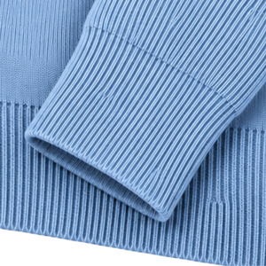 Cardigan zippé en maille pour homme, col montant, manches longues, poignets et ourlet côtelés, bleu clair, avec poches latérales - Product Image 6