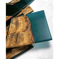Ensemble de sous-verres élégants en résine et bois, faits à la main, carrés, pour tasses à thé, pour la cuisine, la table, la décoration de la maison