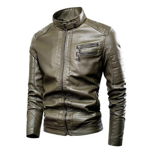 Blouson en cuir de mouton enduit pour homme, nouvelle collection 2026, col montant, logo frontal, imperméable et respirant – Vente chaude - Product Image 1